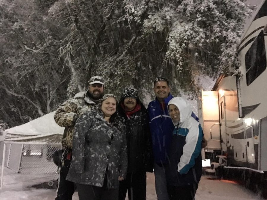 The Penny Drive campers got a surprise when their camp out got a blanket of snow. photo donated by Brent Holcomb