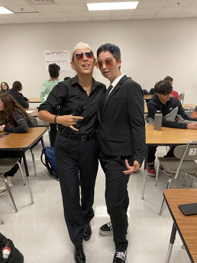 Evy Llabres, 12, and Kennedy clement, 12, dress up as Pitbull for Pitbull day.